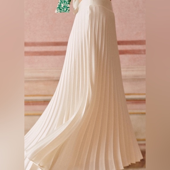 Sezane Ivory Pleated Midi Skirt Dress - Picture 2 of 6